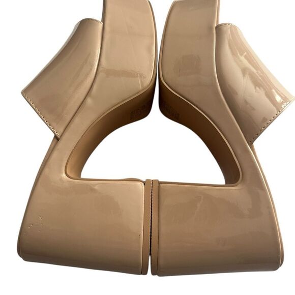 platform patent block heels slide nude sandal Public Desire SIZE: US 8 - Picture 8 of 10